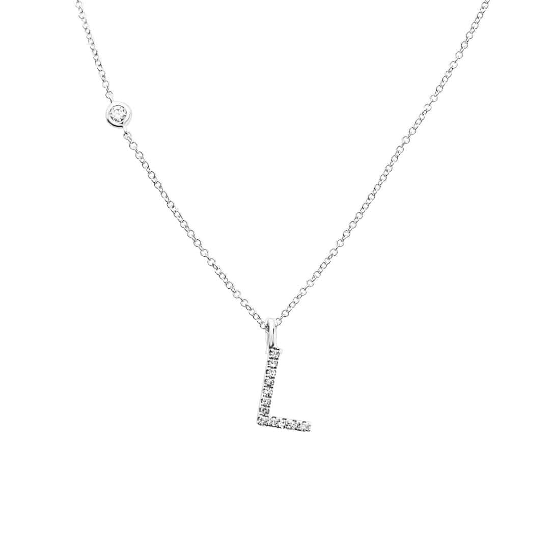 Diamond Bezel Initial Necklace