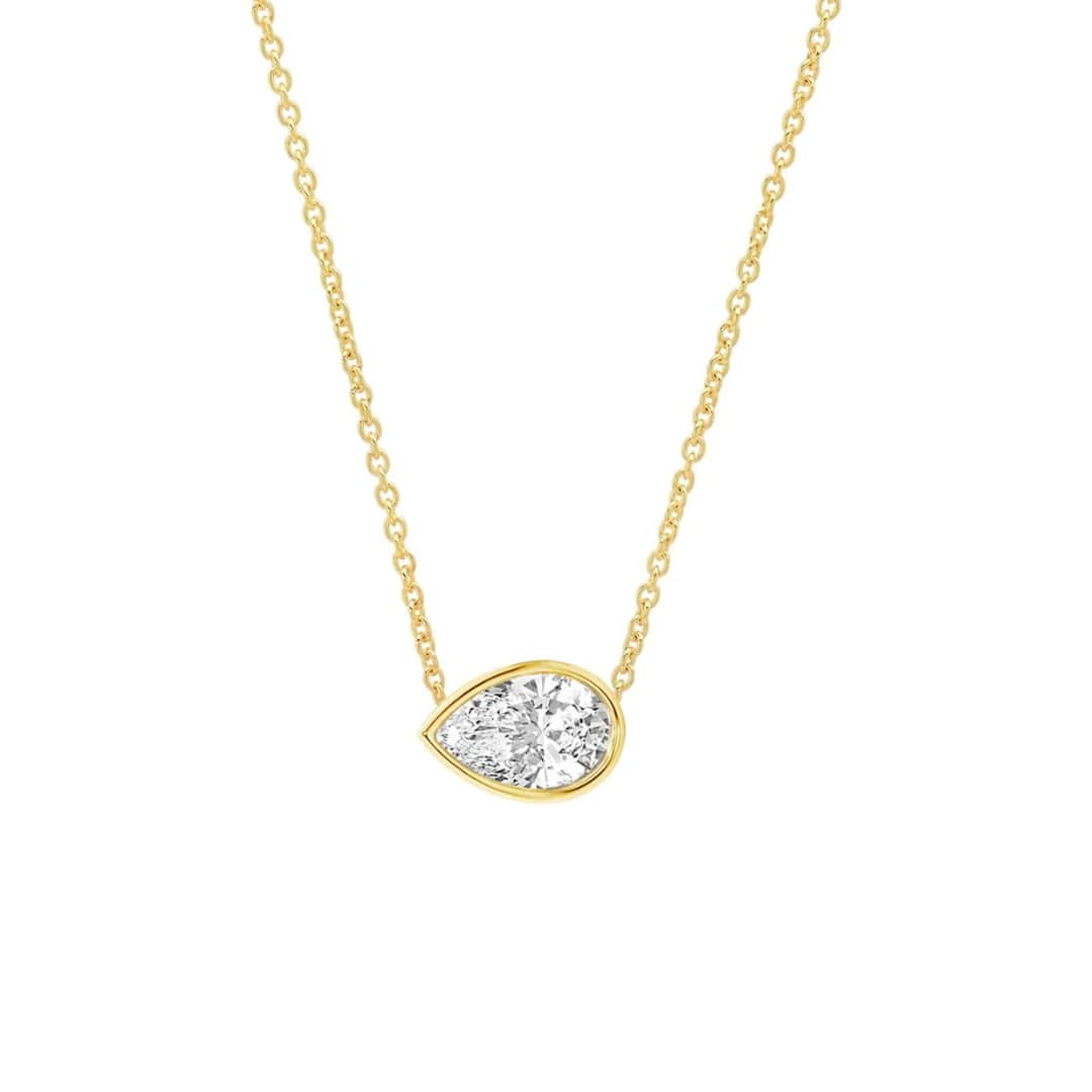 Bezel Set Pear Diamond Necklace