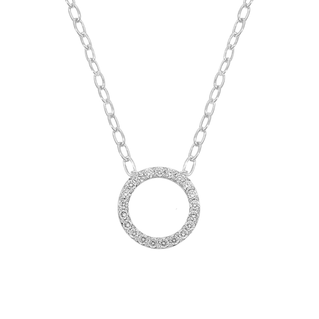 Open Circle Diamond Oval Link Chain Necklace