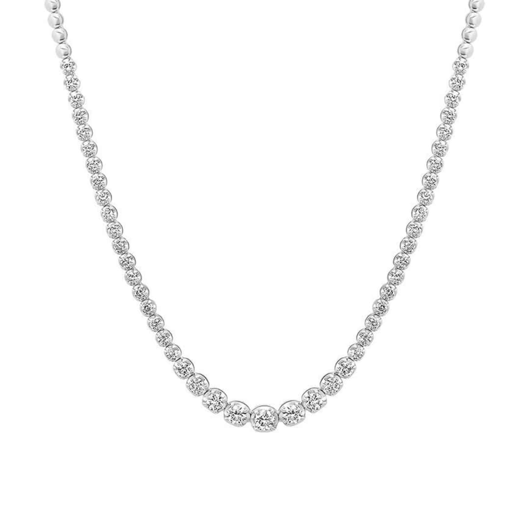 Graduated Diamond and Bead Tennis Necklace