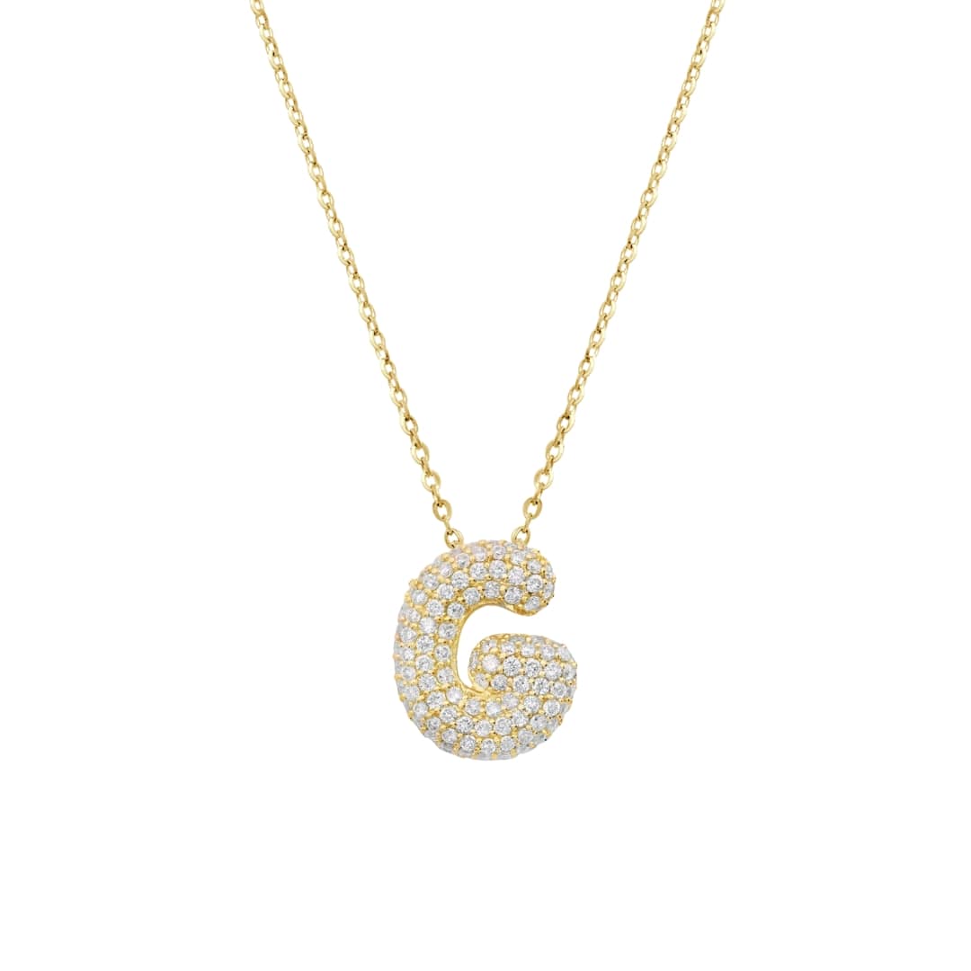 Puffy Pave Diamond Initial Necklace