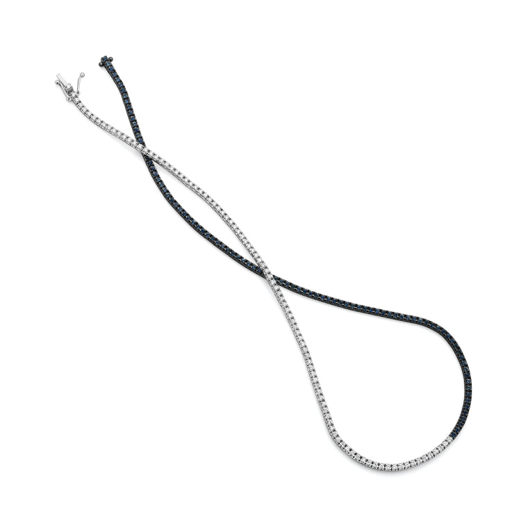 Halfway Black Diamond Tennis Necklace