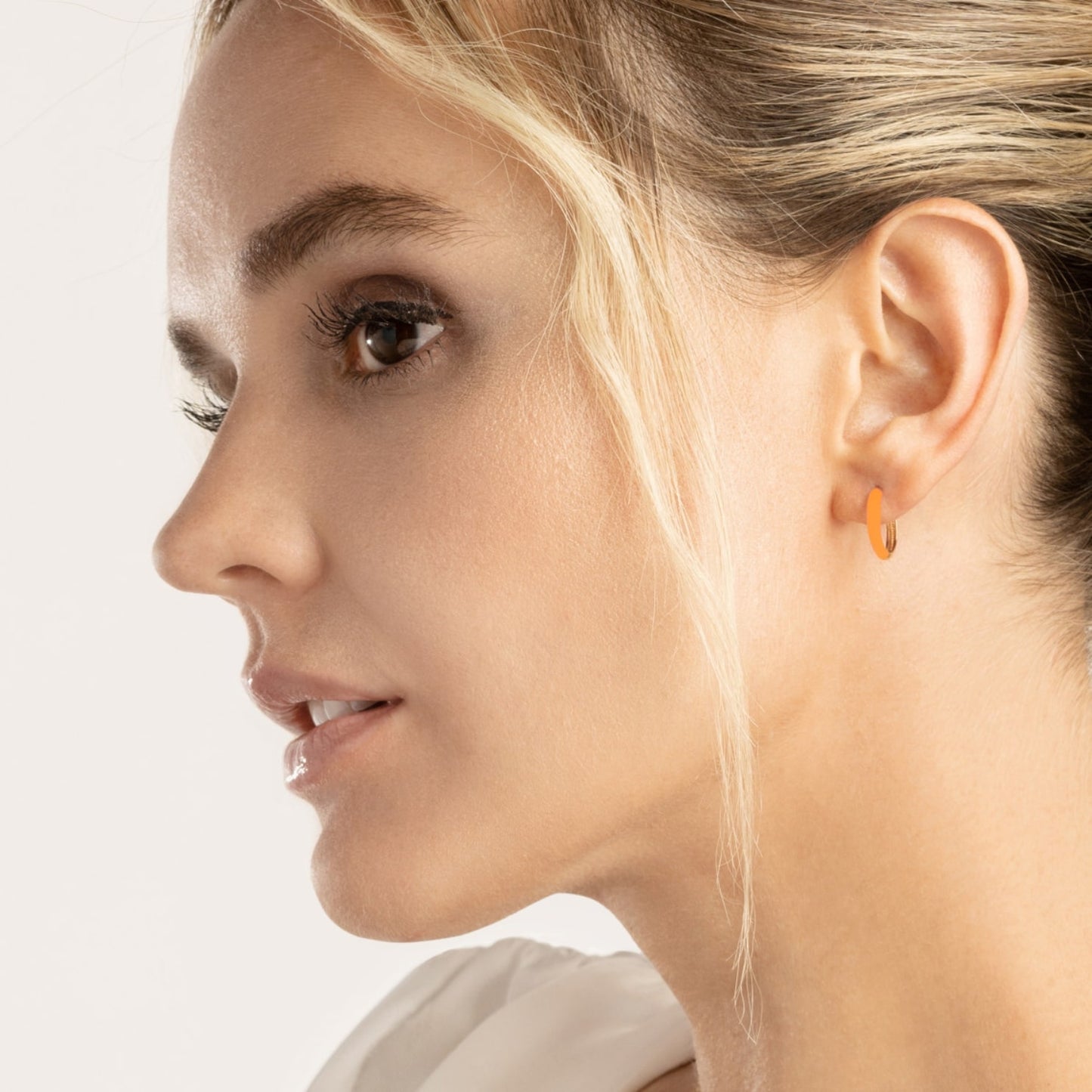 Neon Orange Enamel Hoops