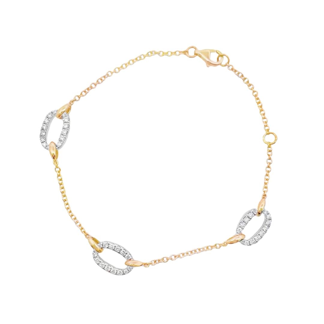 Pave Diamond Oval Link Bracelet