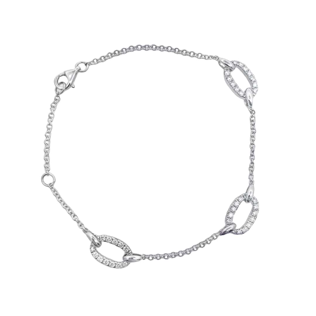 Pave Diamond Oval Link Bracelet