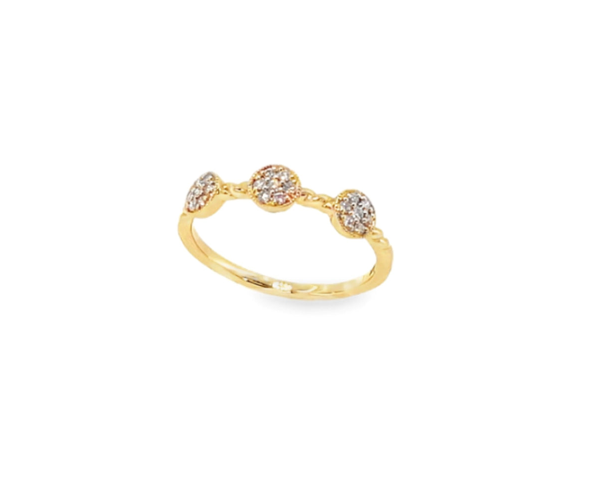 Yellow Gold Diamond Cluster Stackable Ring