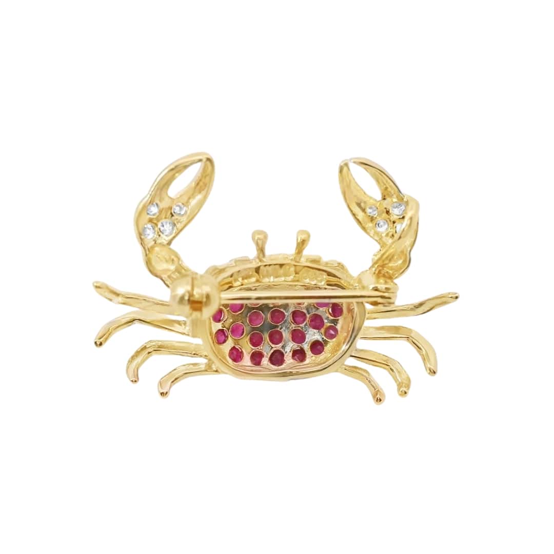 Ruby and Diamond Crab Brooch Pin