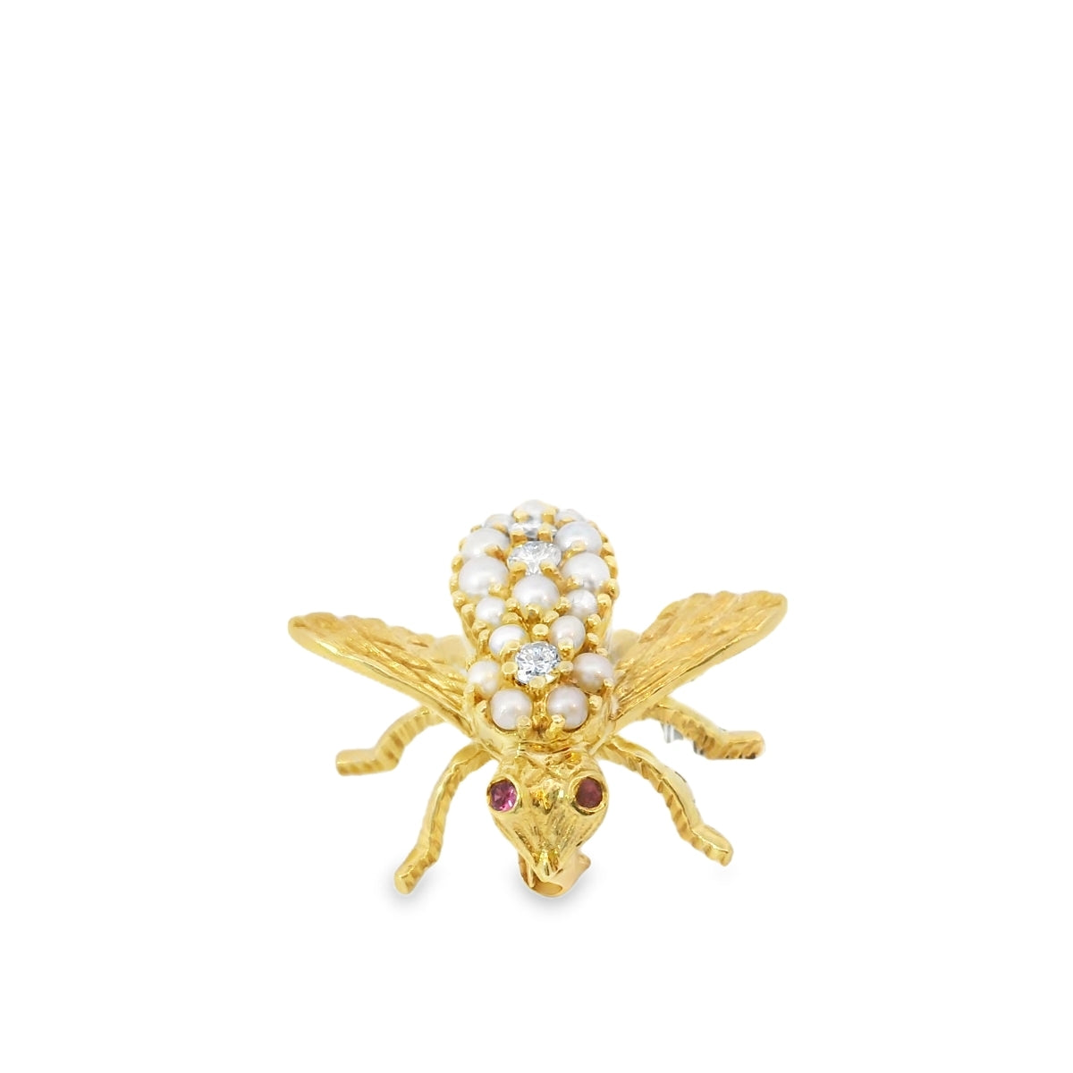 Ruby Pearl and Diamond Bee Pin