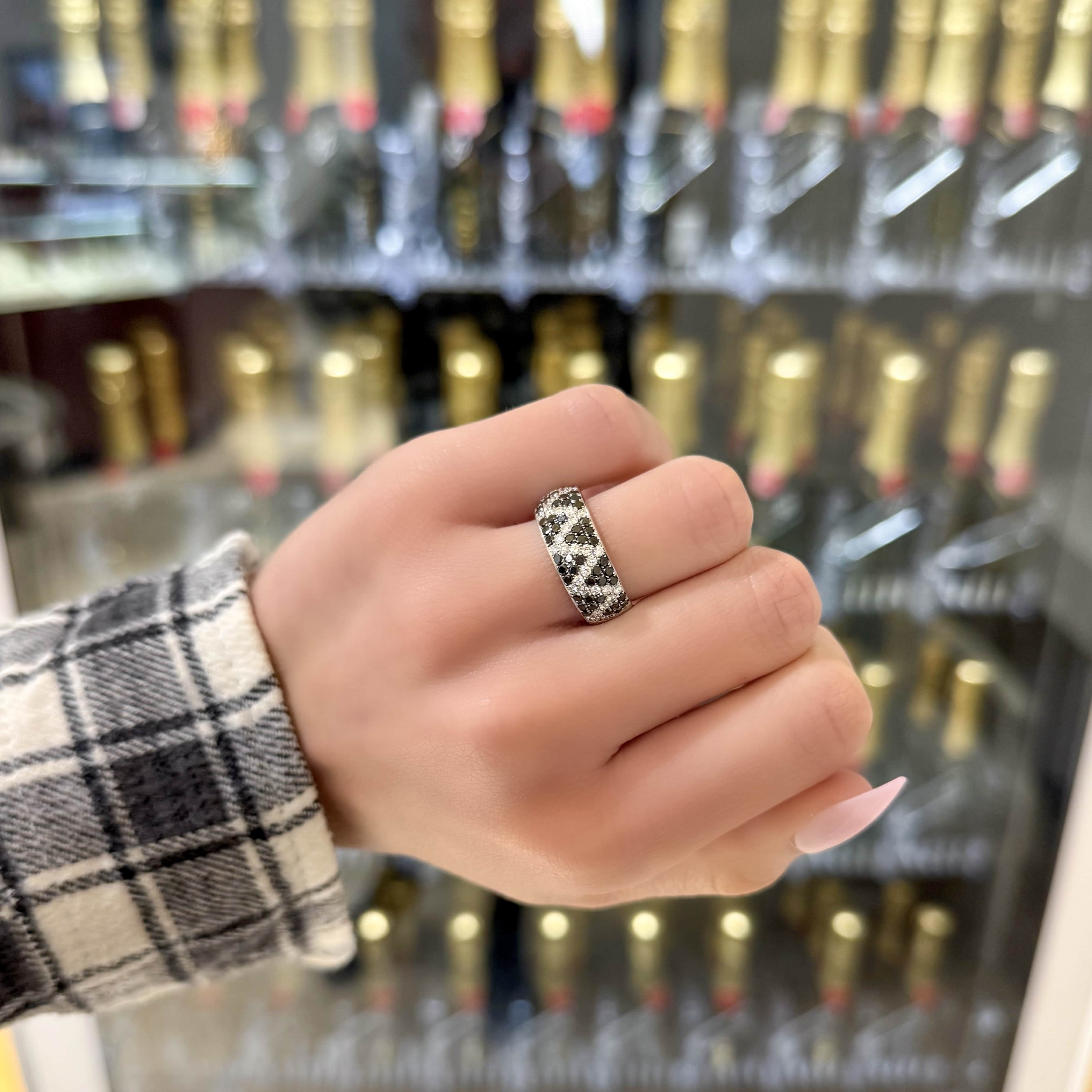 Black and White Diamond Triangle Ring