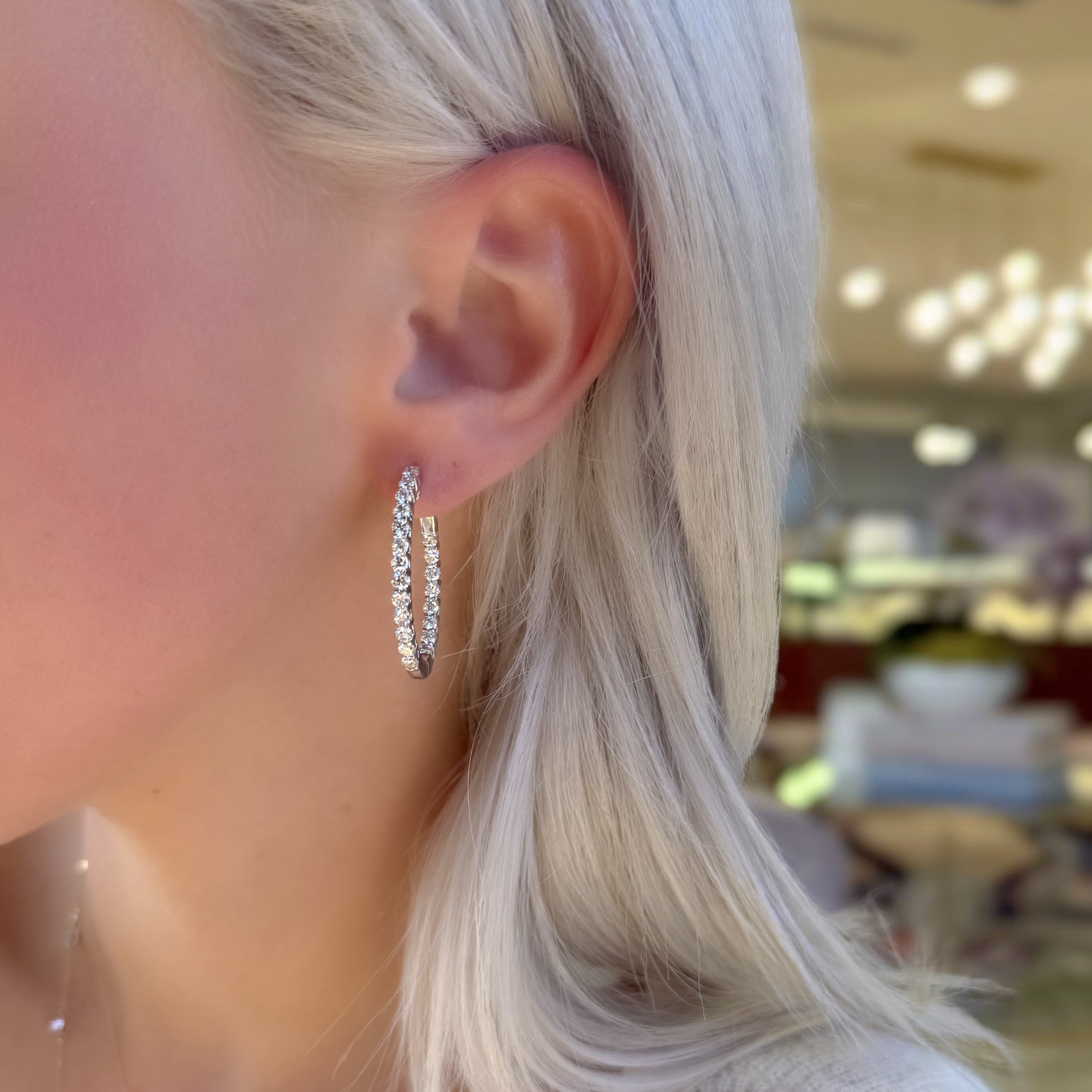 2.60ctw Inside Out Diamond Hoop Earrings