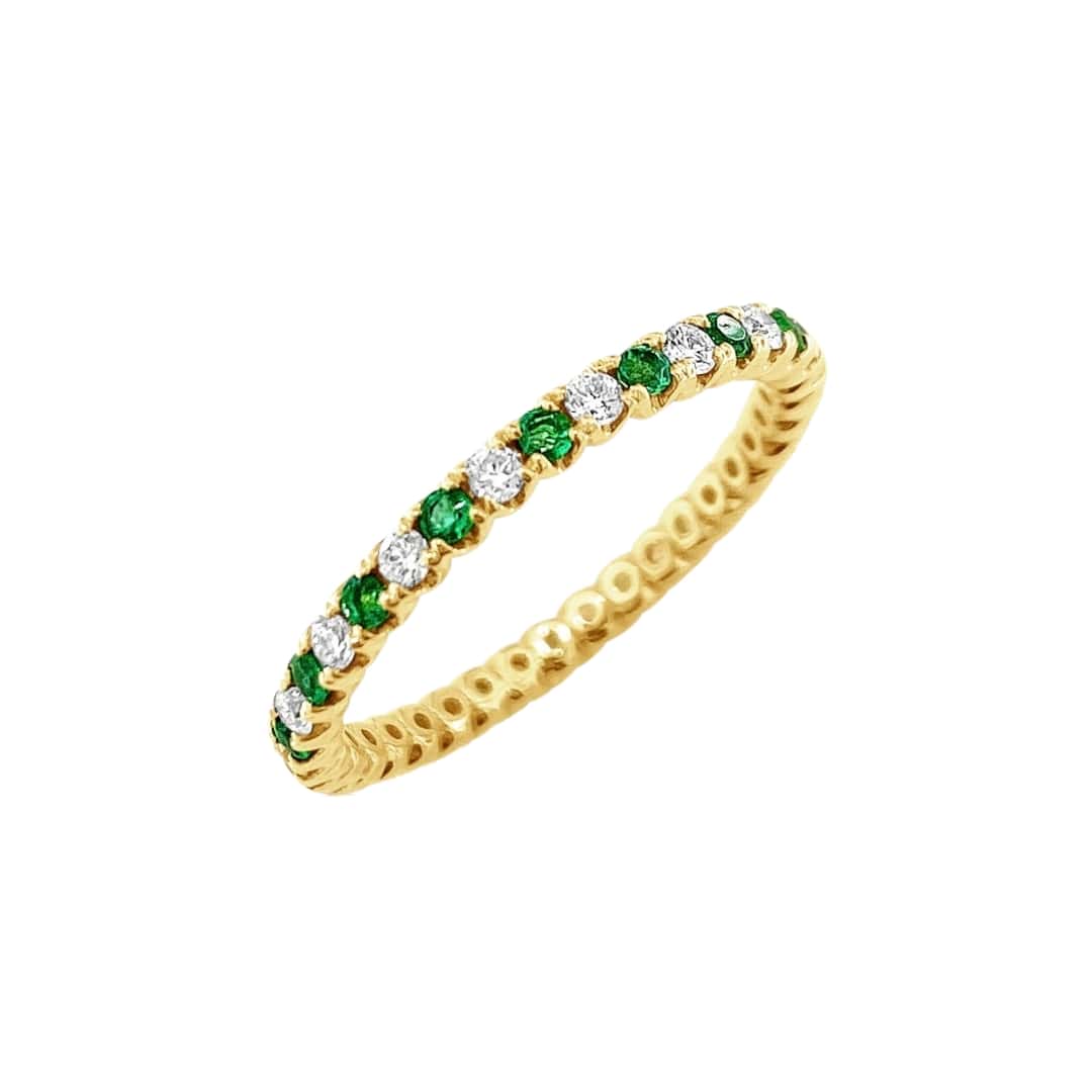 Petite Emerald and Diamond Eternity Band