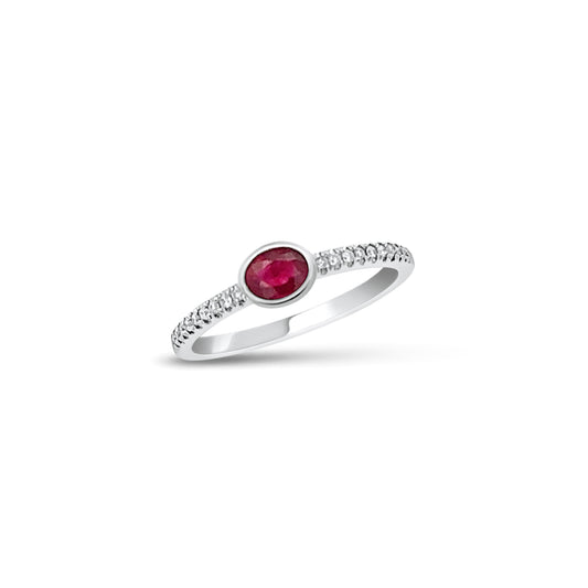 Diamond and Ruby Bezel Ring