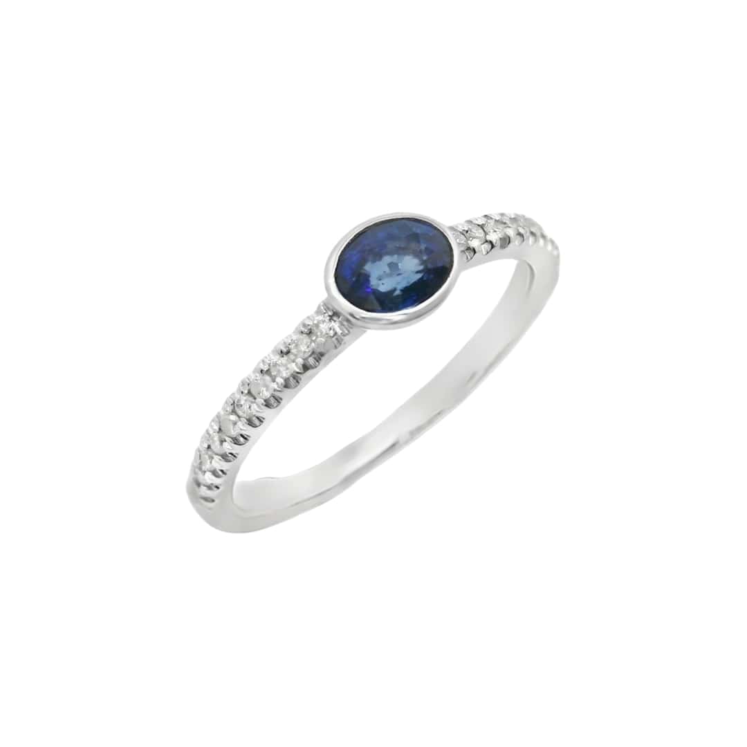 Bezel Set Sapphire and Diamond Ring