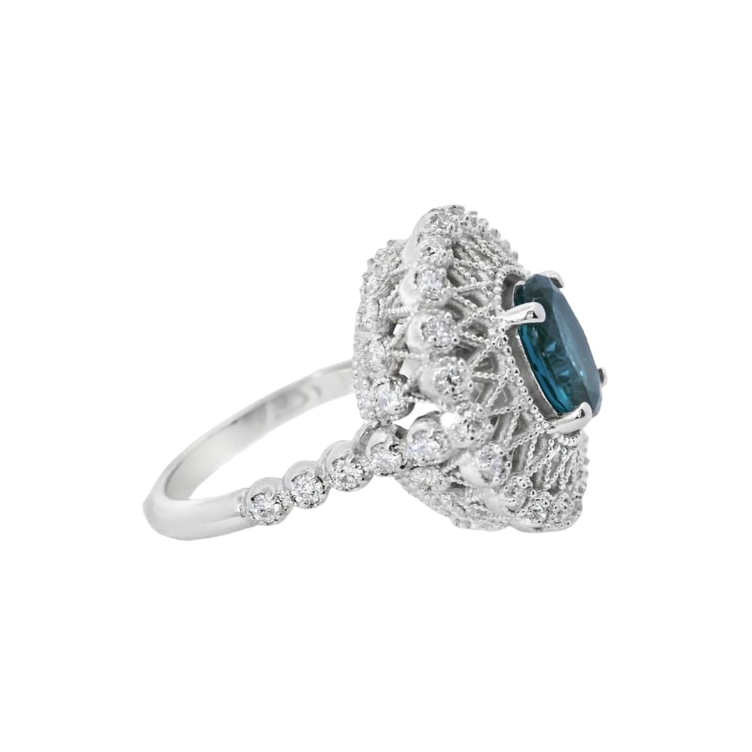 Blue Topaz and Diamond Cocktail Ring