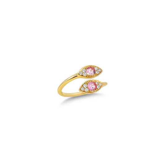Diamond and Pink Sapphire Snake Eye Ring