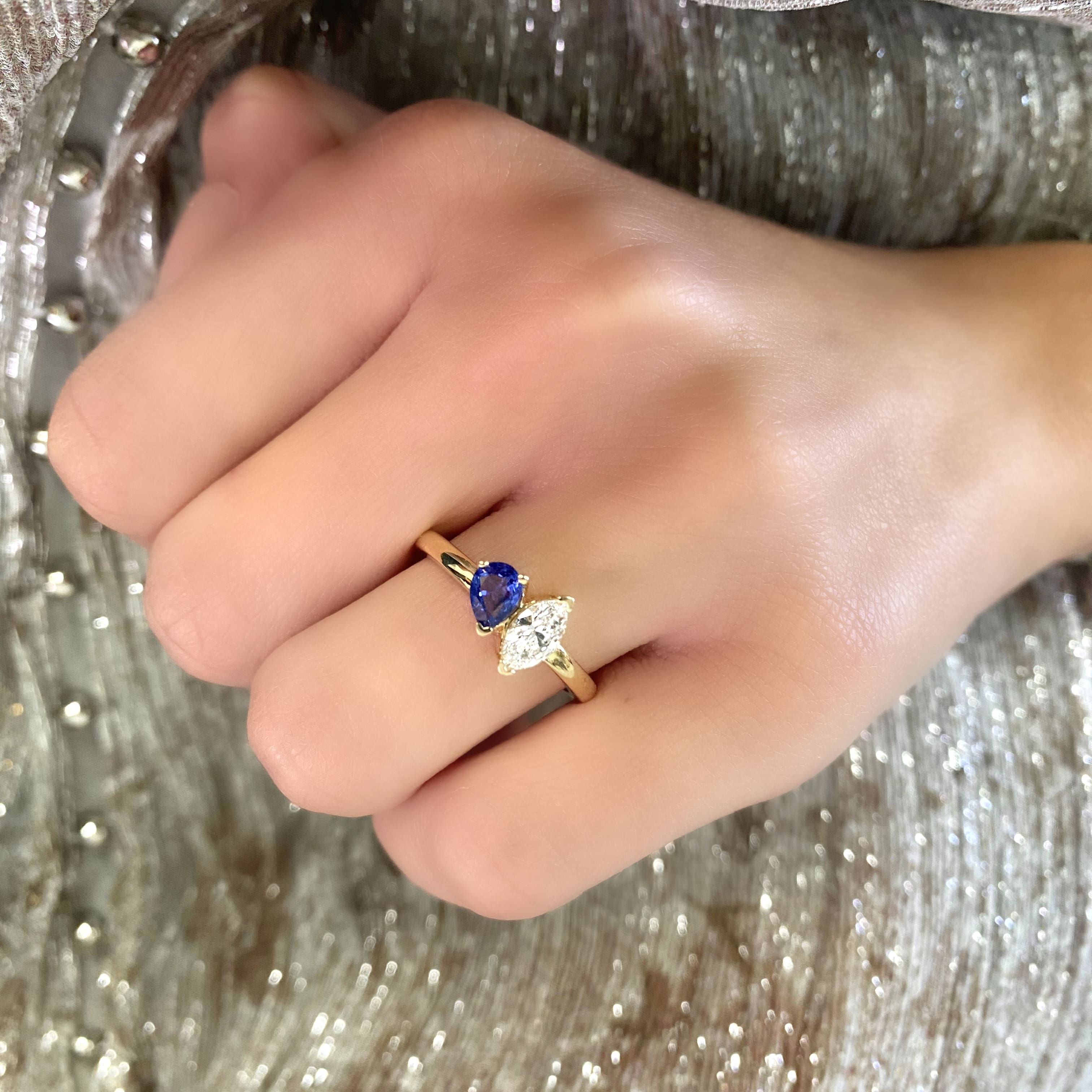 Sapphire and Diamond Toi Et Moi Ring
