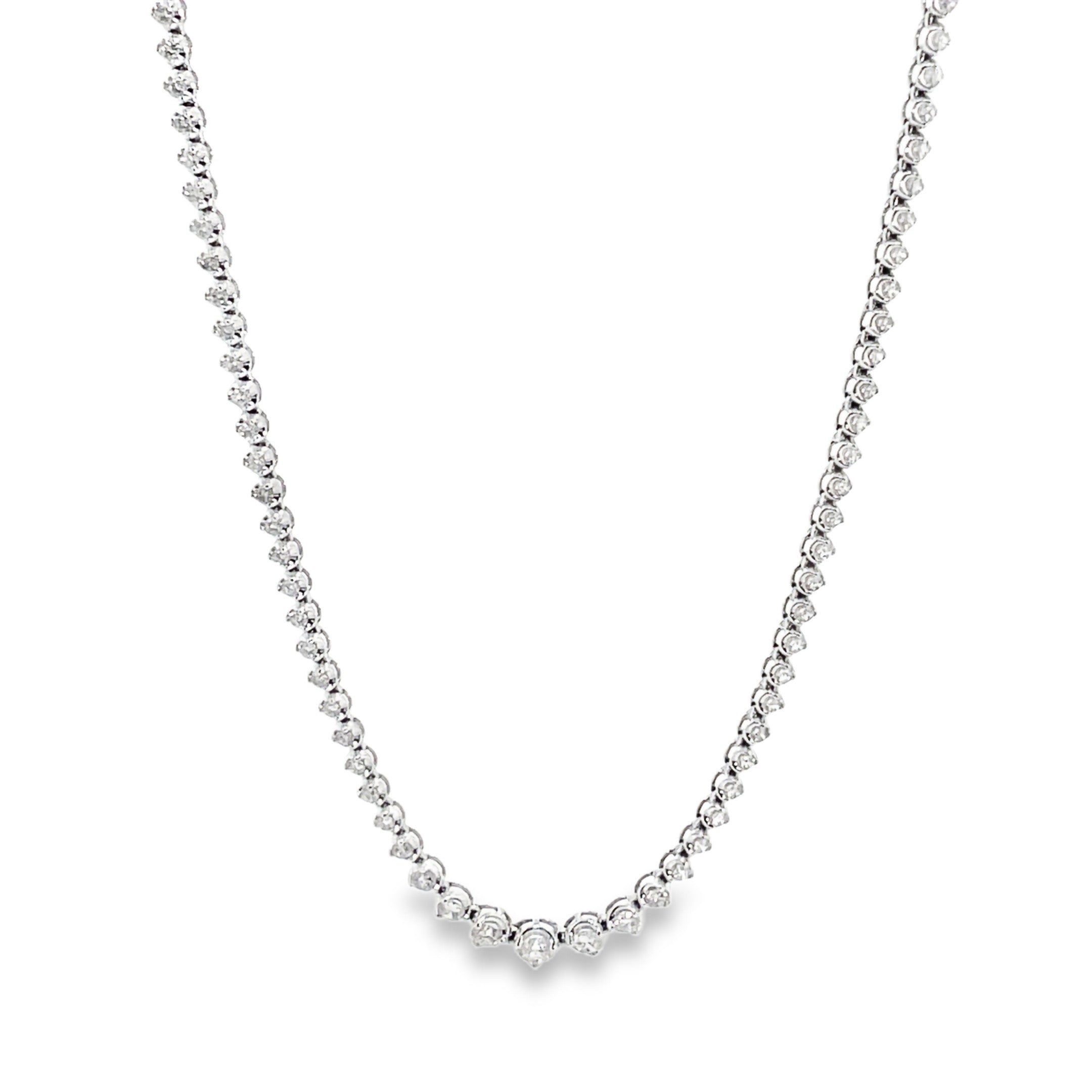 Diamond and Bead Tennis Necklace in White Gold