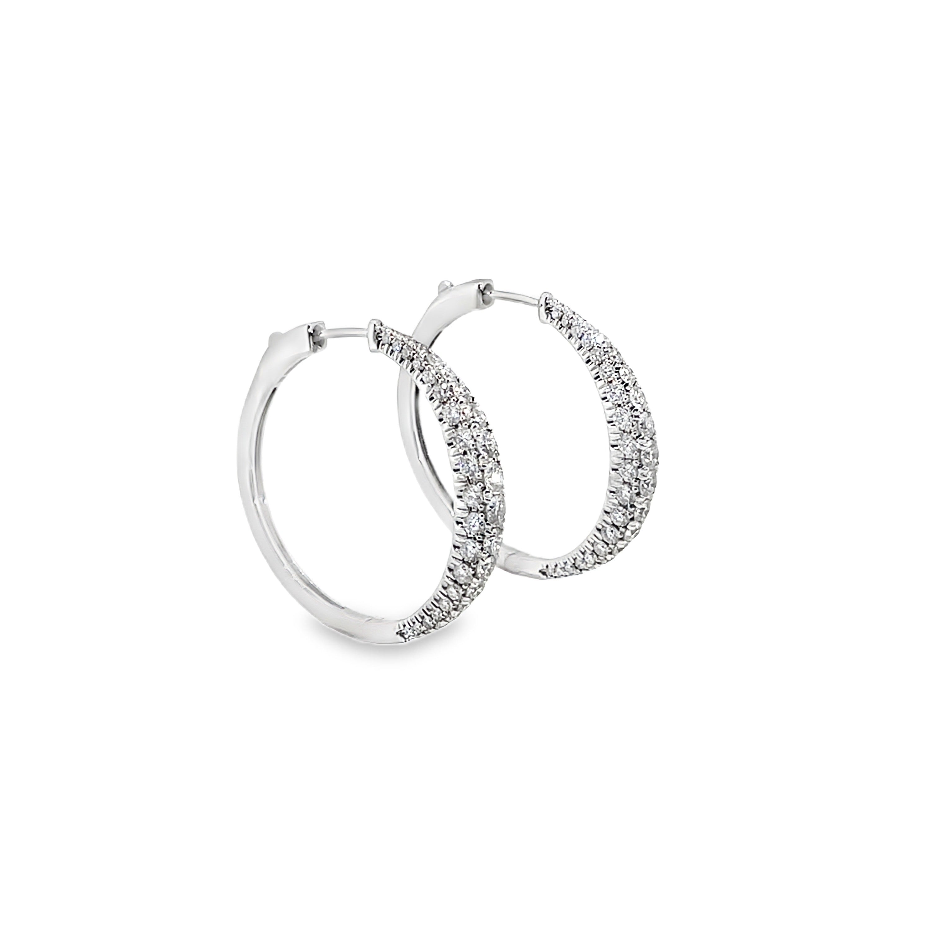Diamond Pave Hoop Earrings in White Gold