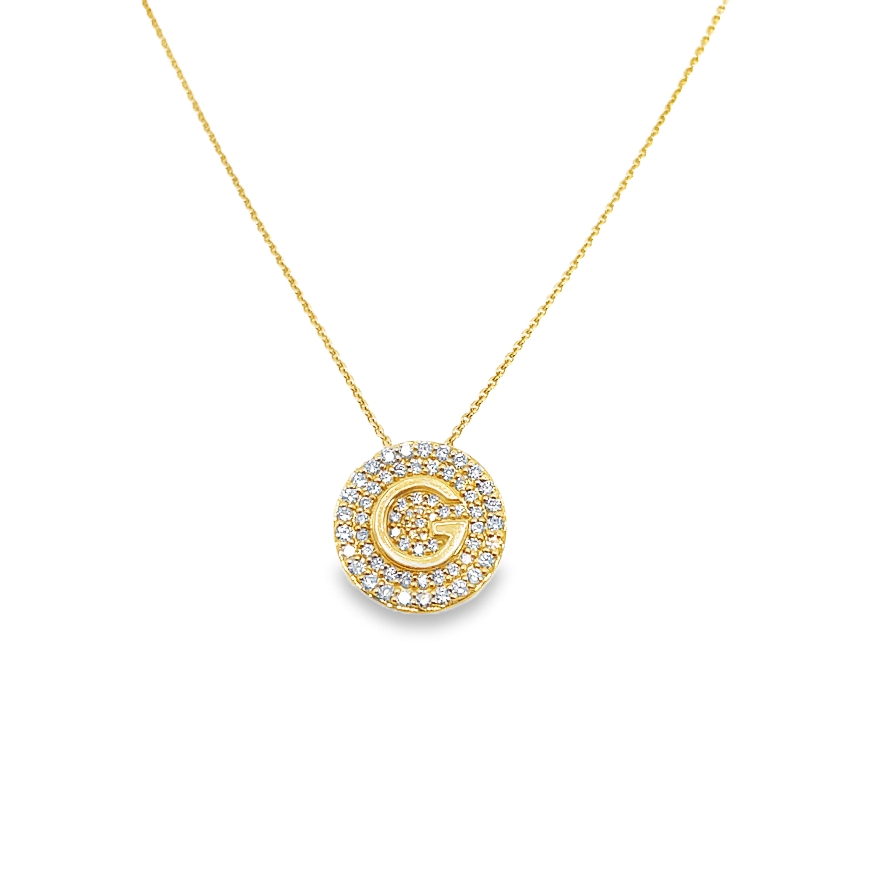 Diamond Initial G Necklace in Yellow Gold