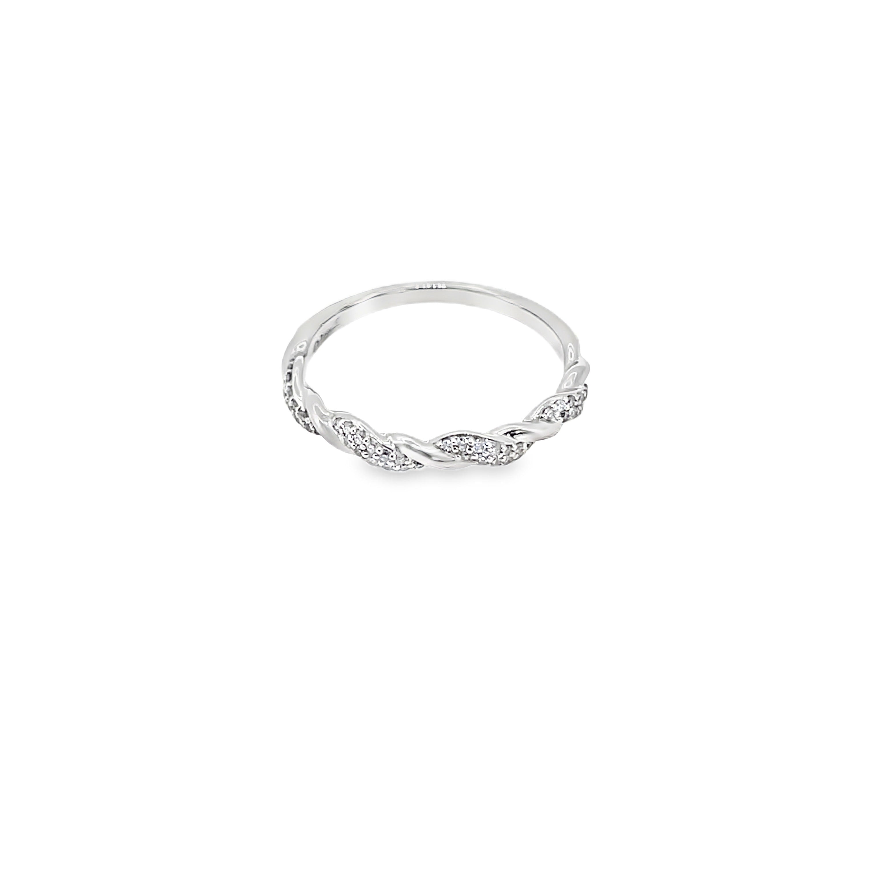 Diamond Twisted White Gold Band Ring
