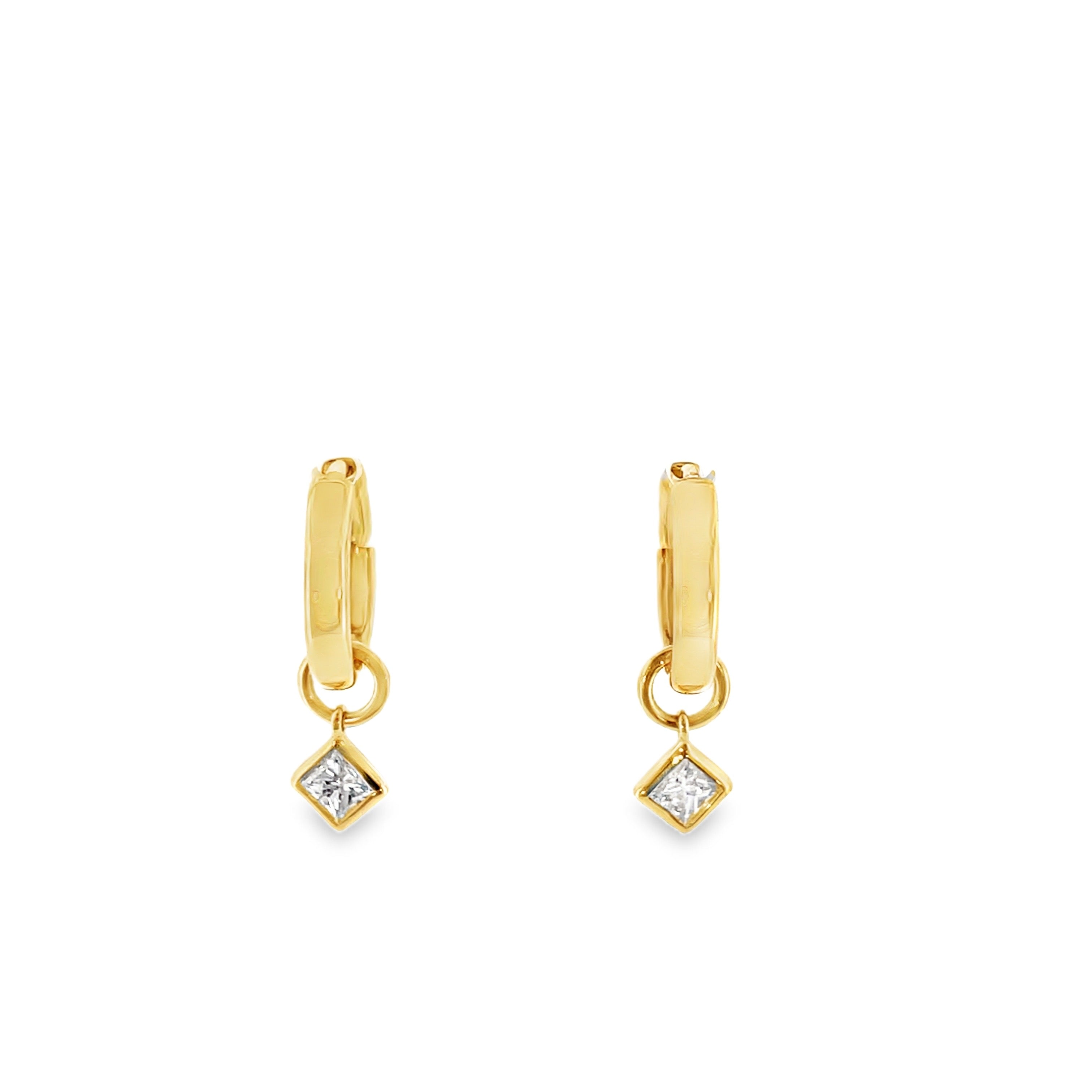 Princess Cut Diamond Charm Huggies