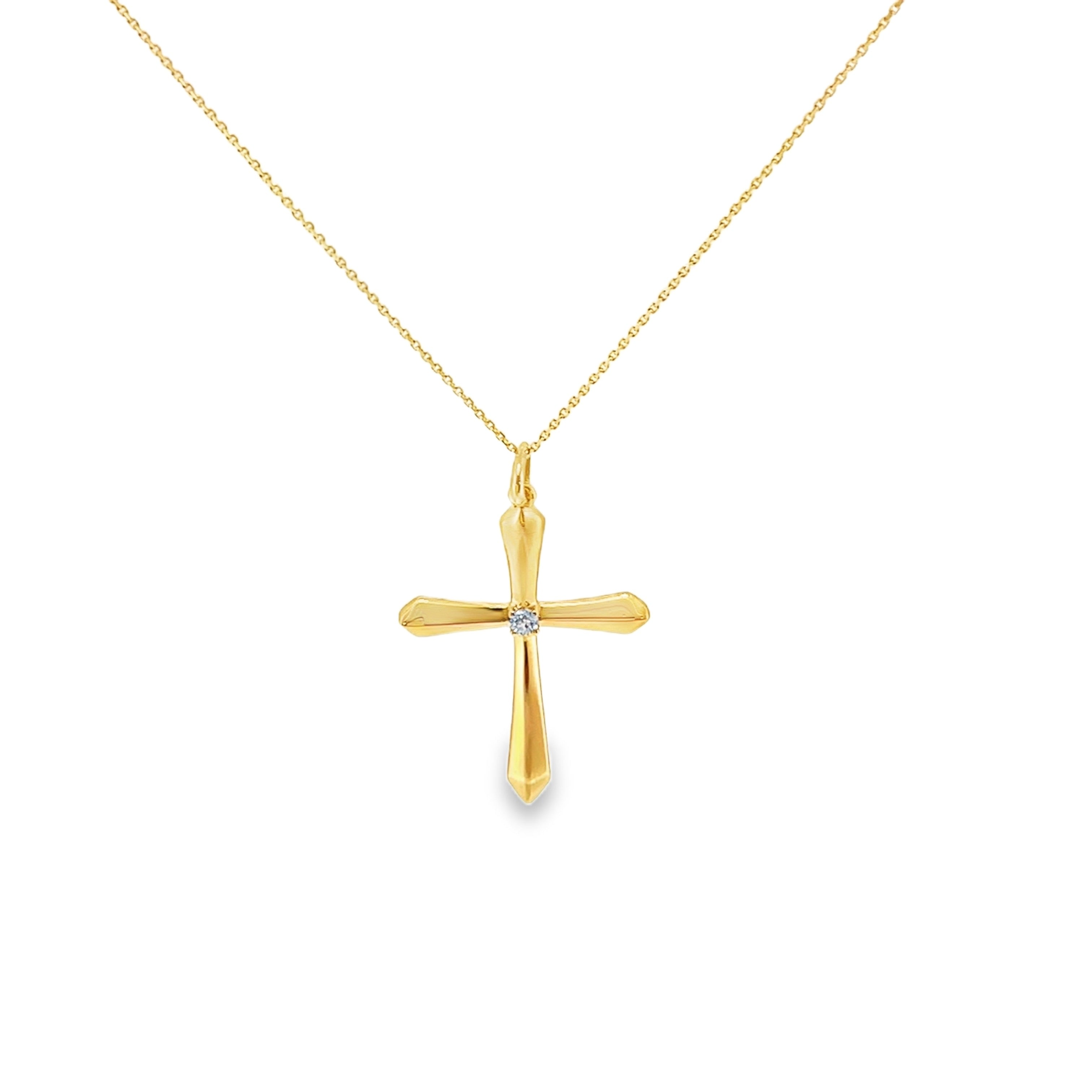Diamond Accent Cross Pendant Necklace in Yellow Gold