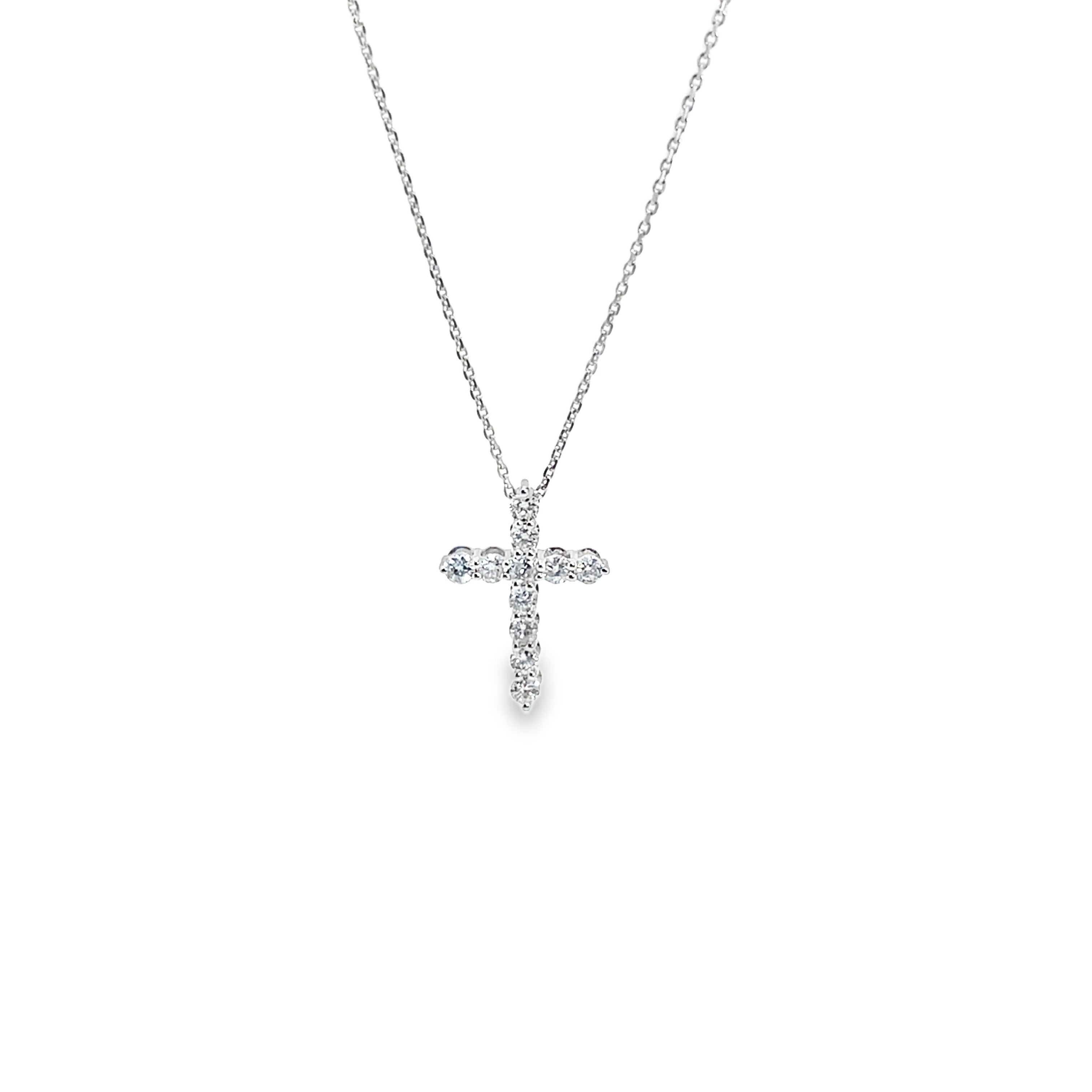 White Gold Diamond Cross Pendant Necklace