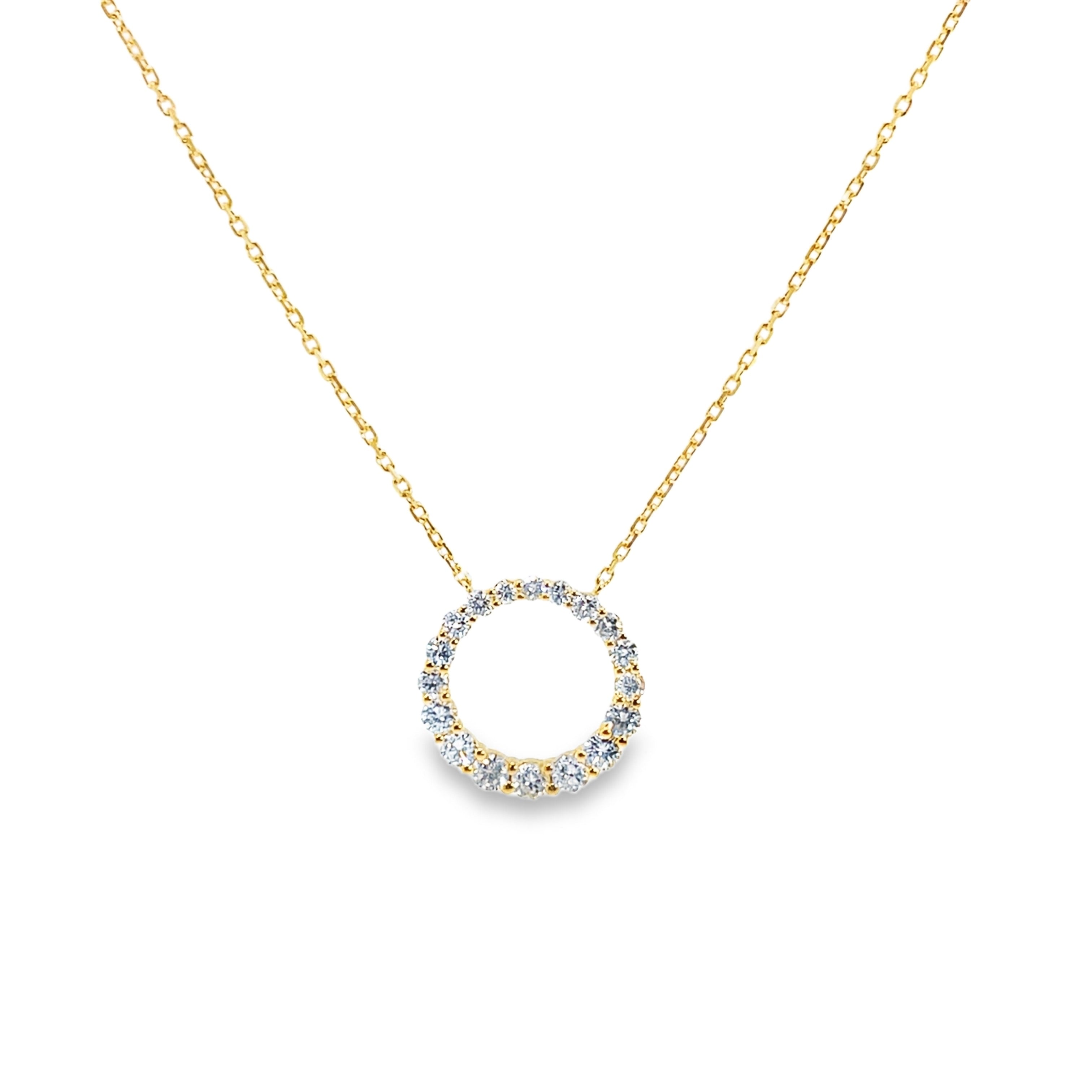 Diamond Open Circle Necklace in Yellow Gold
