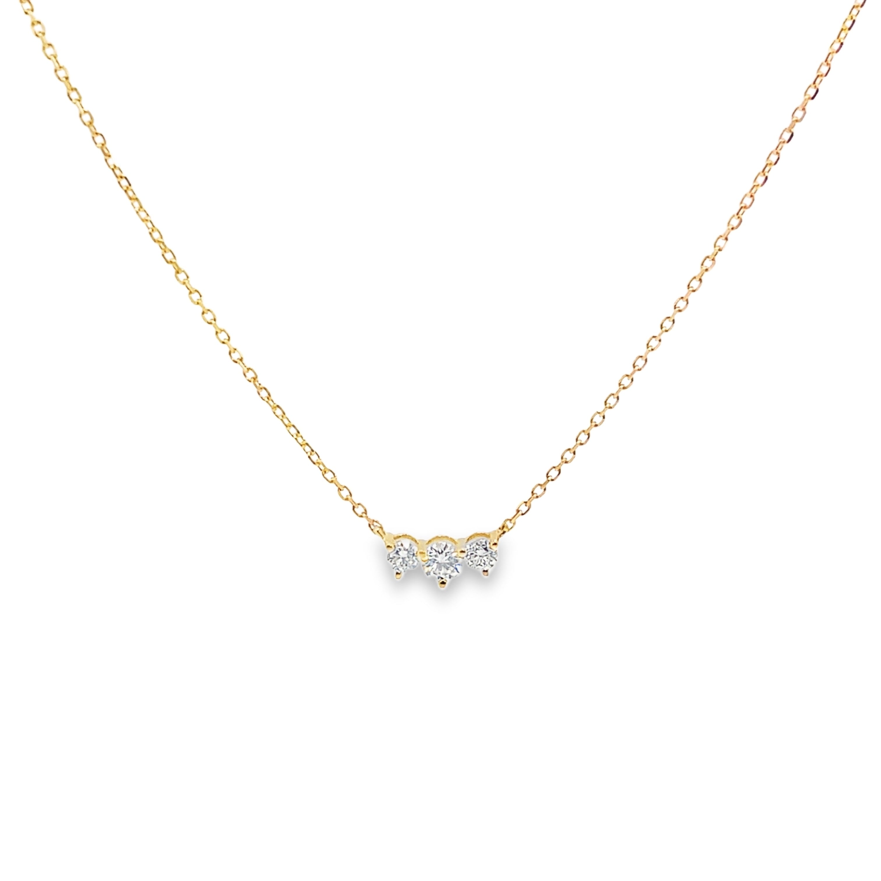 Three-Stone Diamond Necklace in Yellow Gold