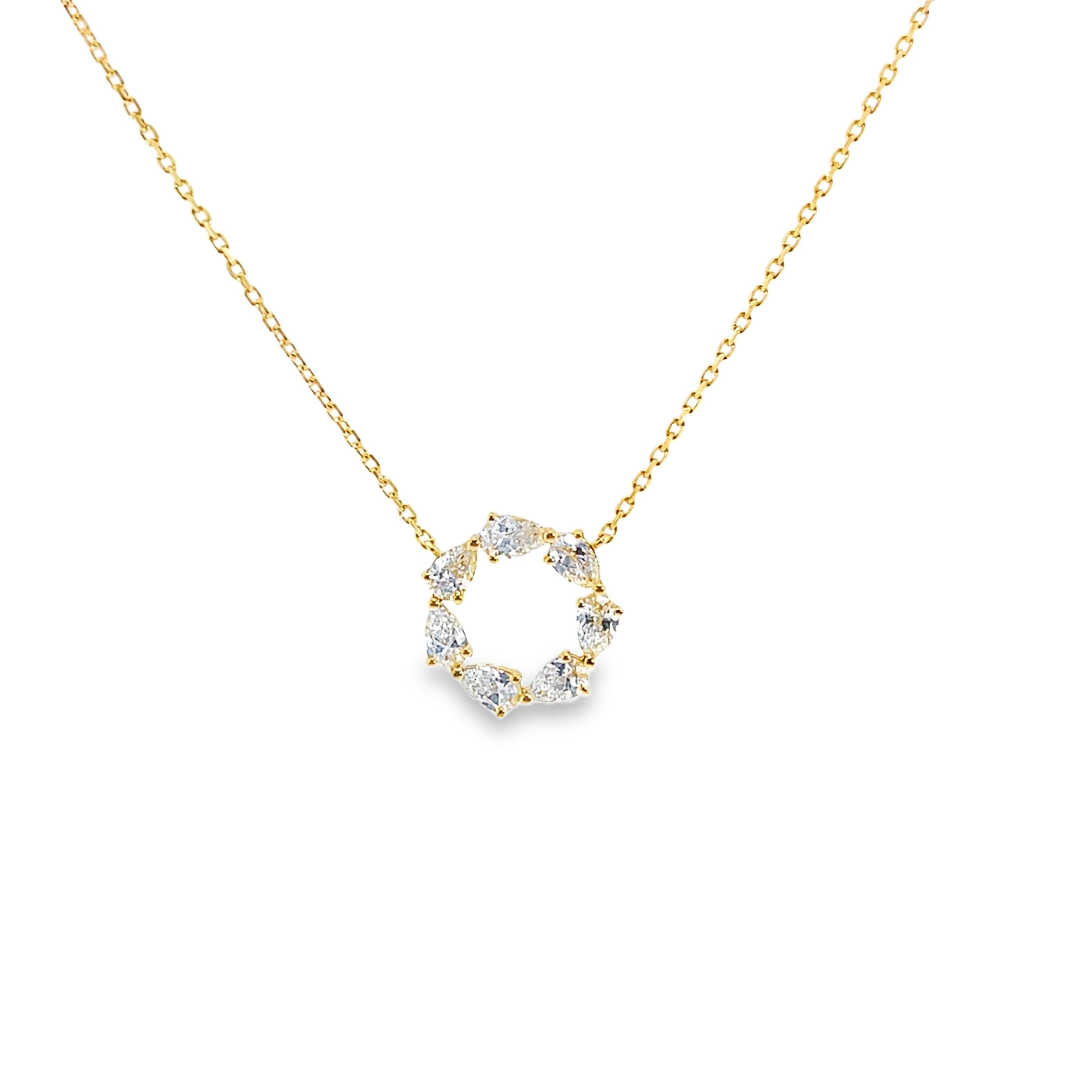 Pear Cut Diamond Wreath Necklace in Yellow Gold