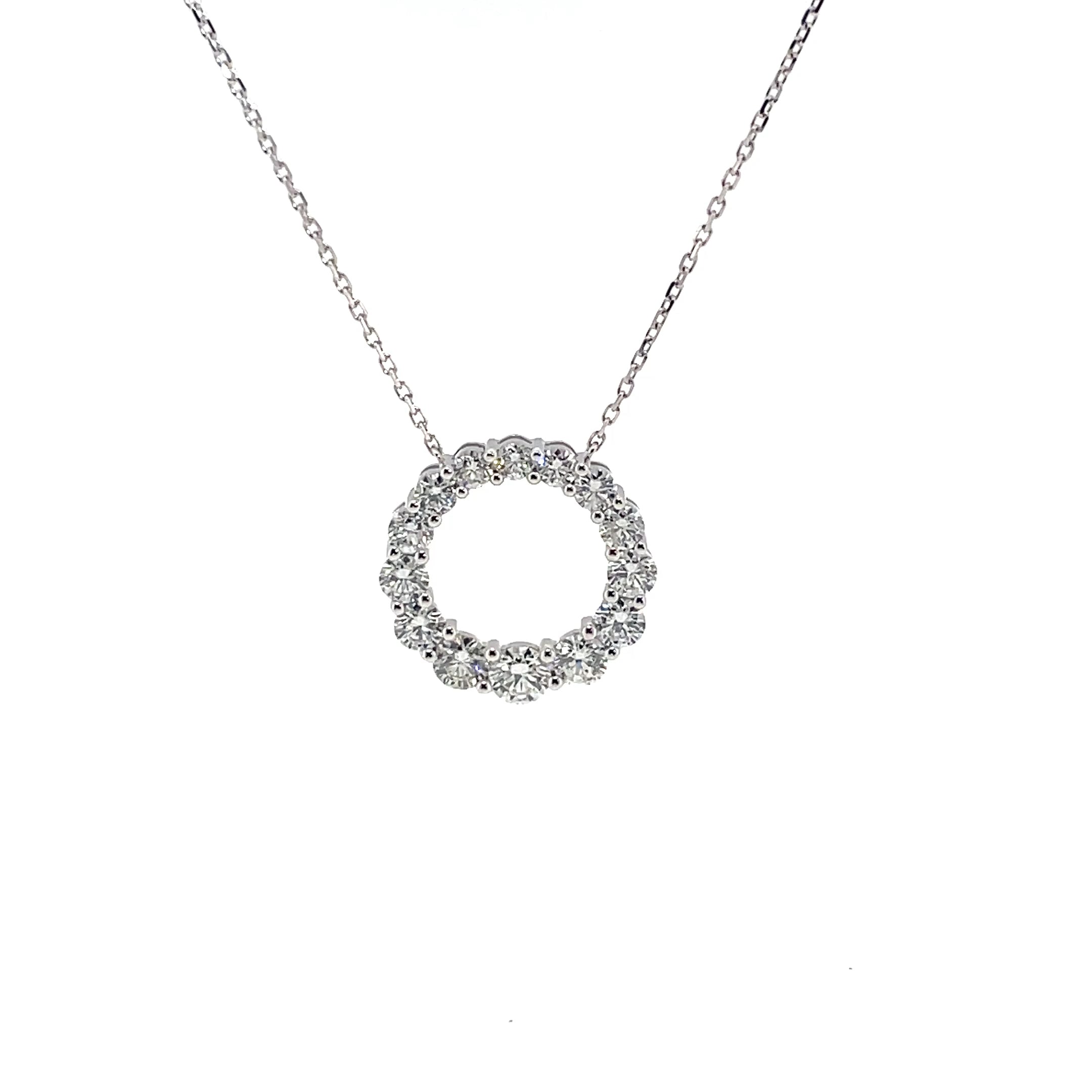 Diamond Open Circle Pendant Necklace in White Gold
