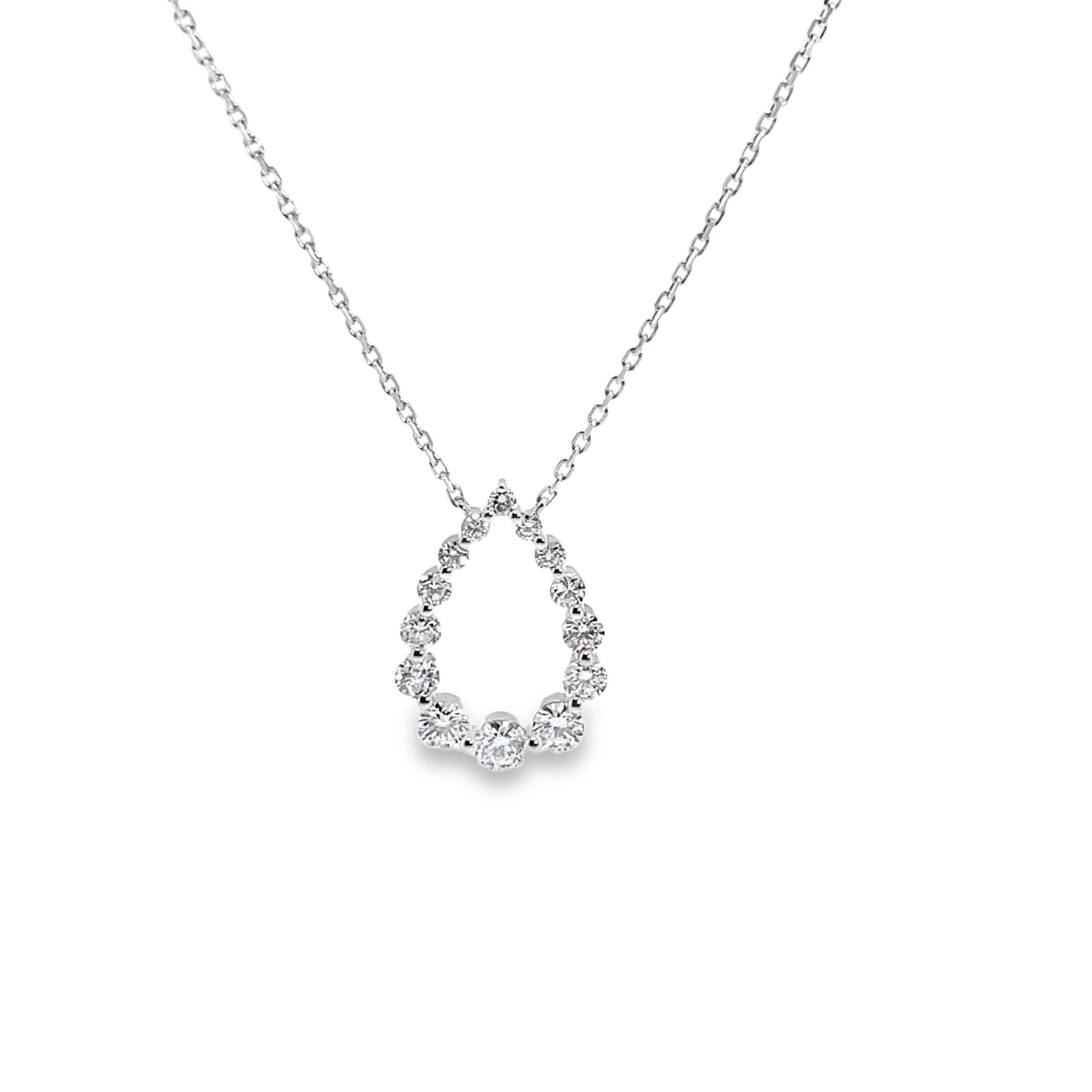 White Gold Diamond Open Pear Pendant Necklace