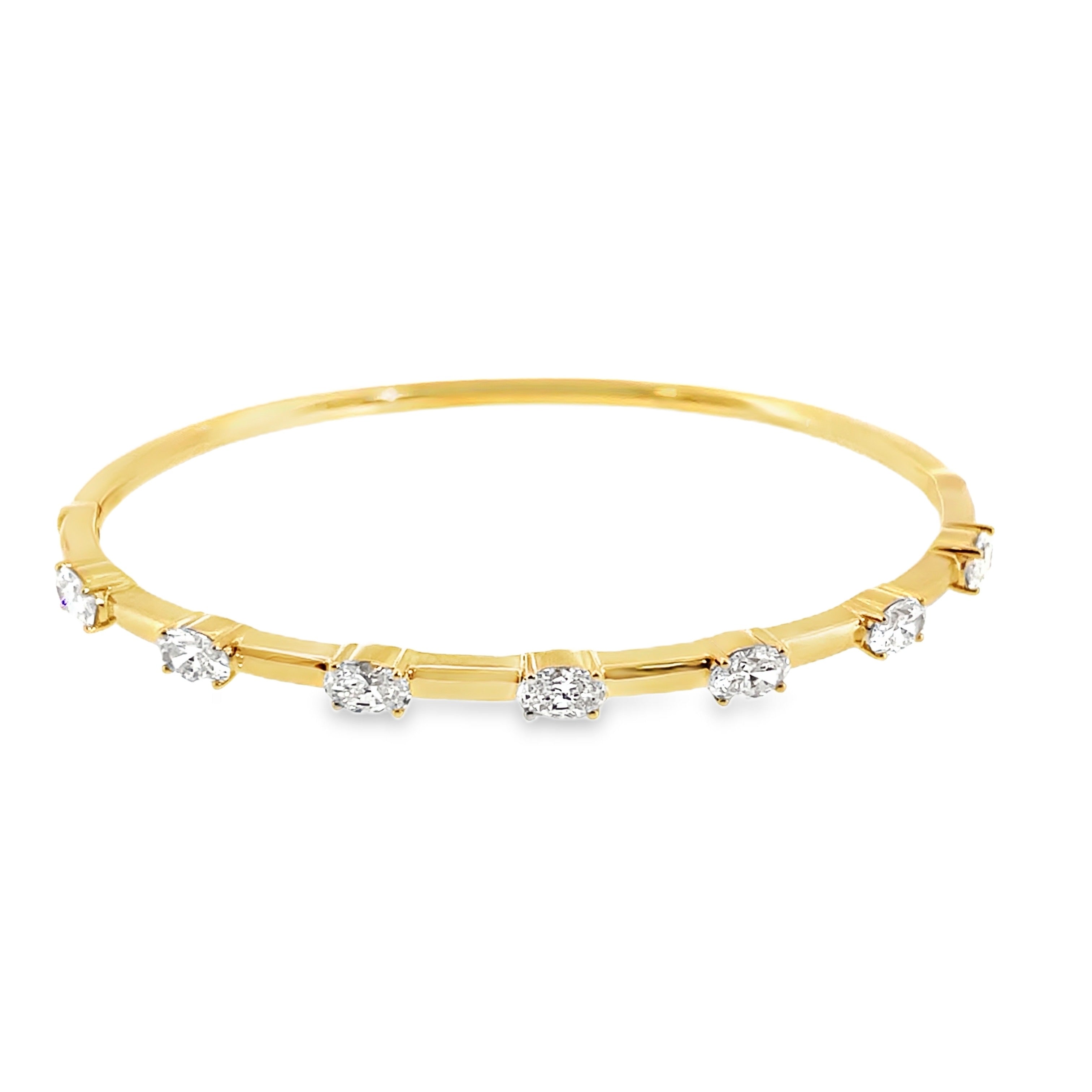 Diamond Station Bangle in Yellow Gold