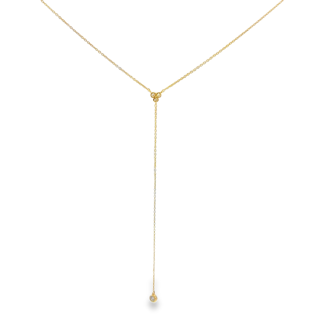 Yellow Gold Diamond Lariat Drop Necklace