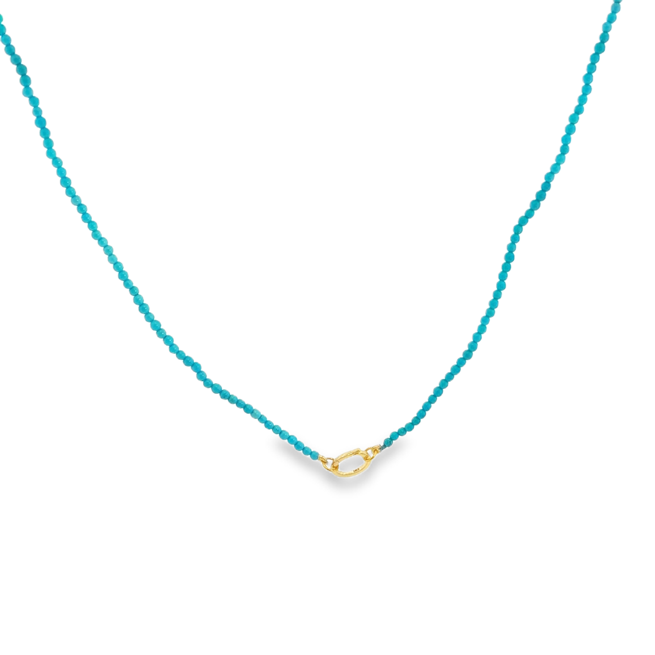 Turquoise Beaded Necklace with Yellow Gold Charm Clasp