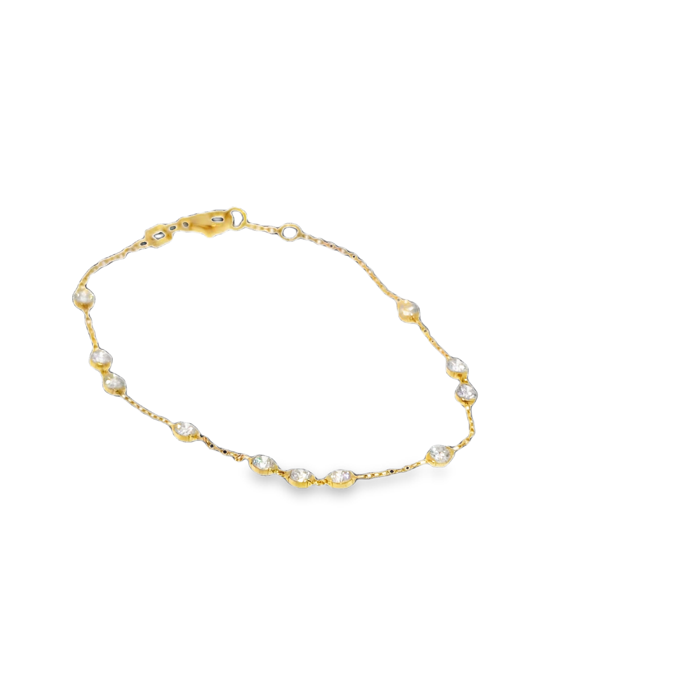 Bezel-Set Diamond Station Bracelet in Yellow Gold