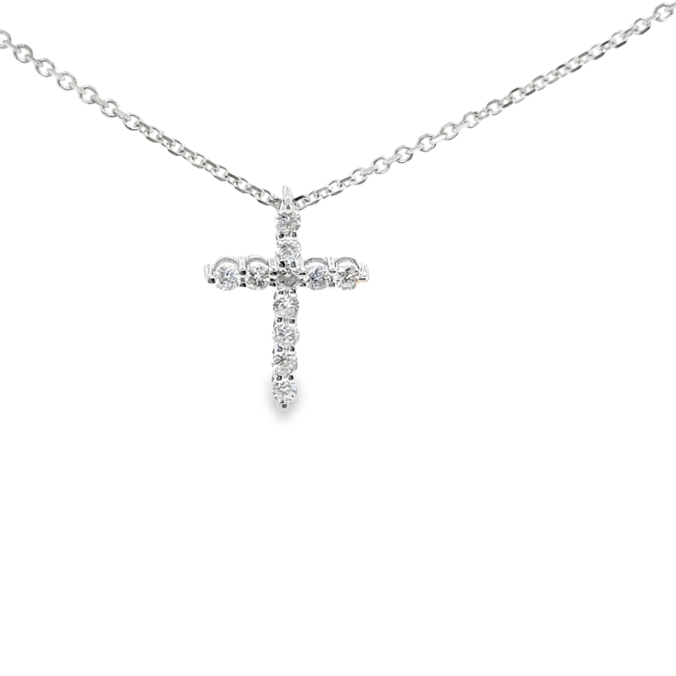 White Gold Diamond Cross Pendant Necklace