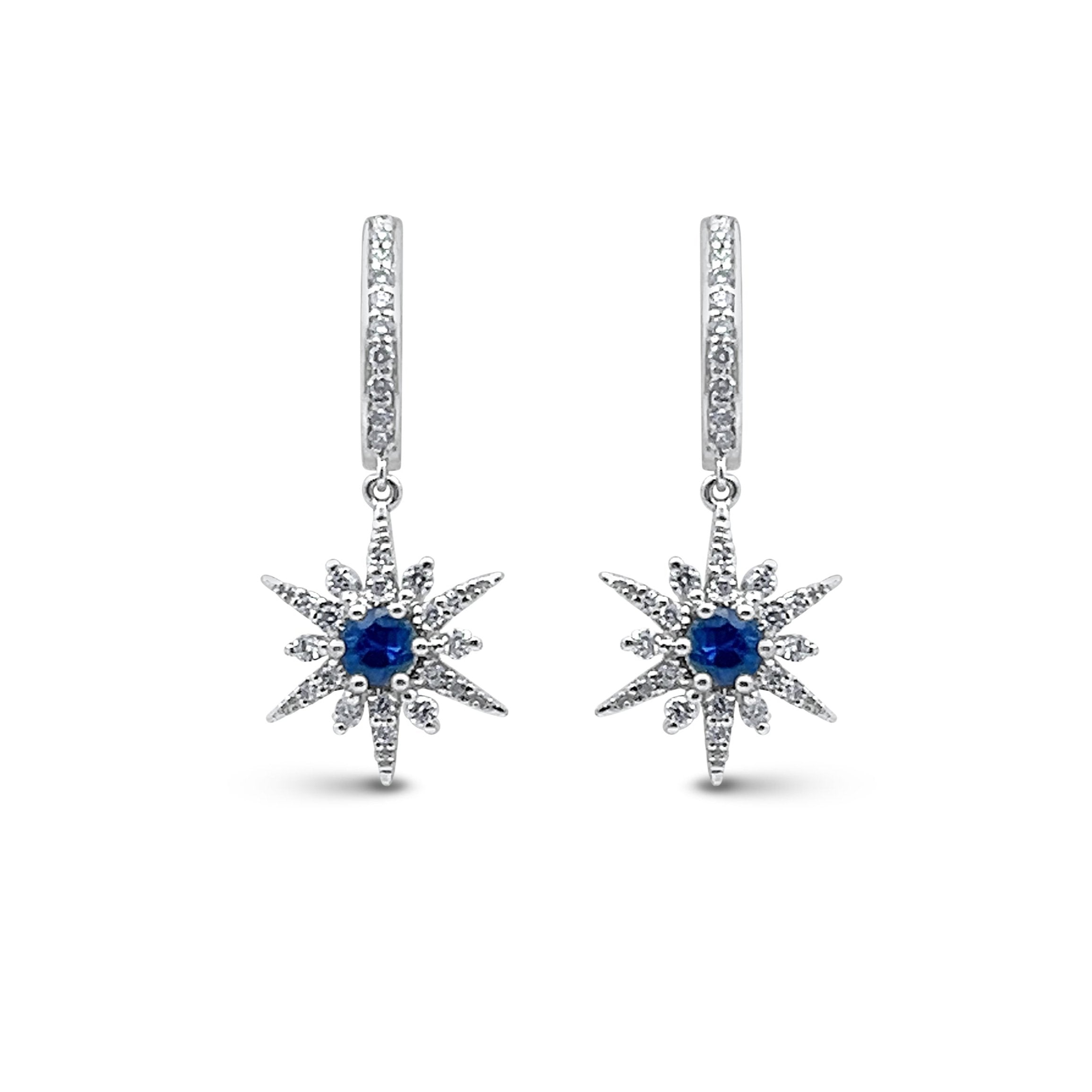Diamond and Sapphire Star Earrings