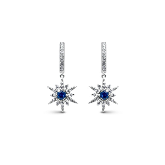 Diamond and Sapphire Star Earrings