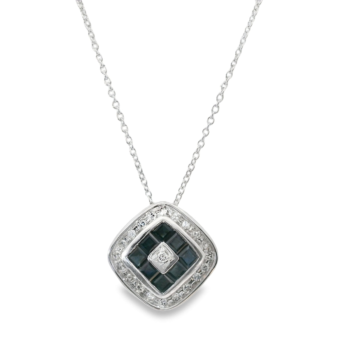 Diamond and Sapphire Pendant Necklace