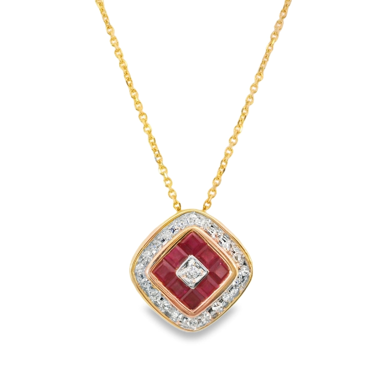 DIAMOND AND RUBY PENDANT NECKLACE