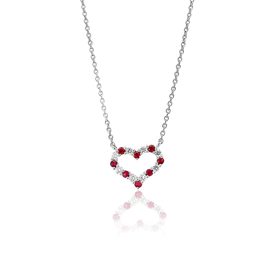 Diamond and Ruby Heart Necklace
