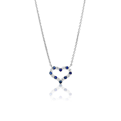 Diamond and Sapphire Heart Necklace