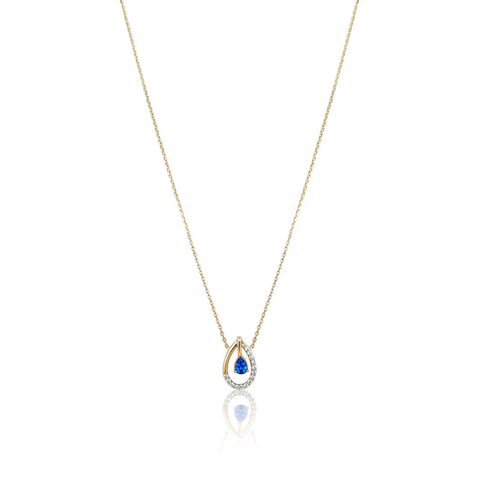 Diamond Sapphire Tear Necklace