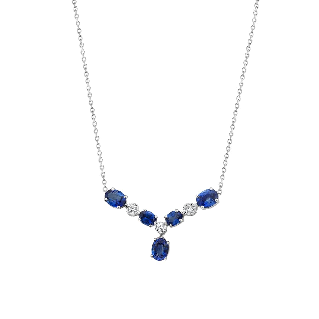 Sapphire and Diamond V Necklace