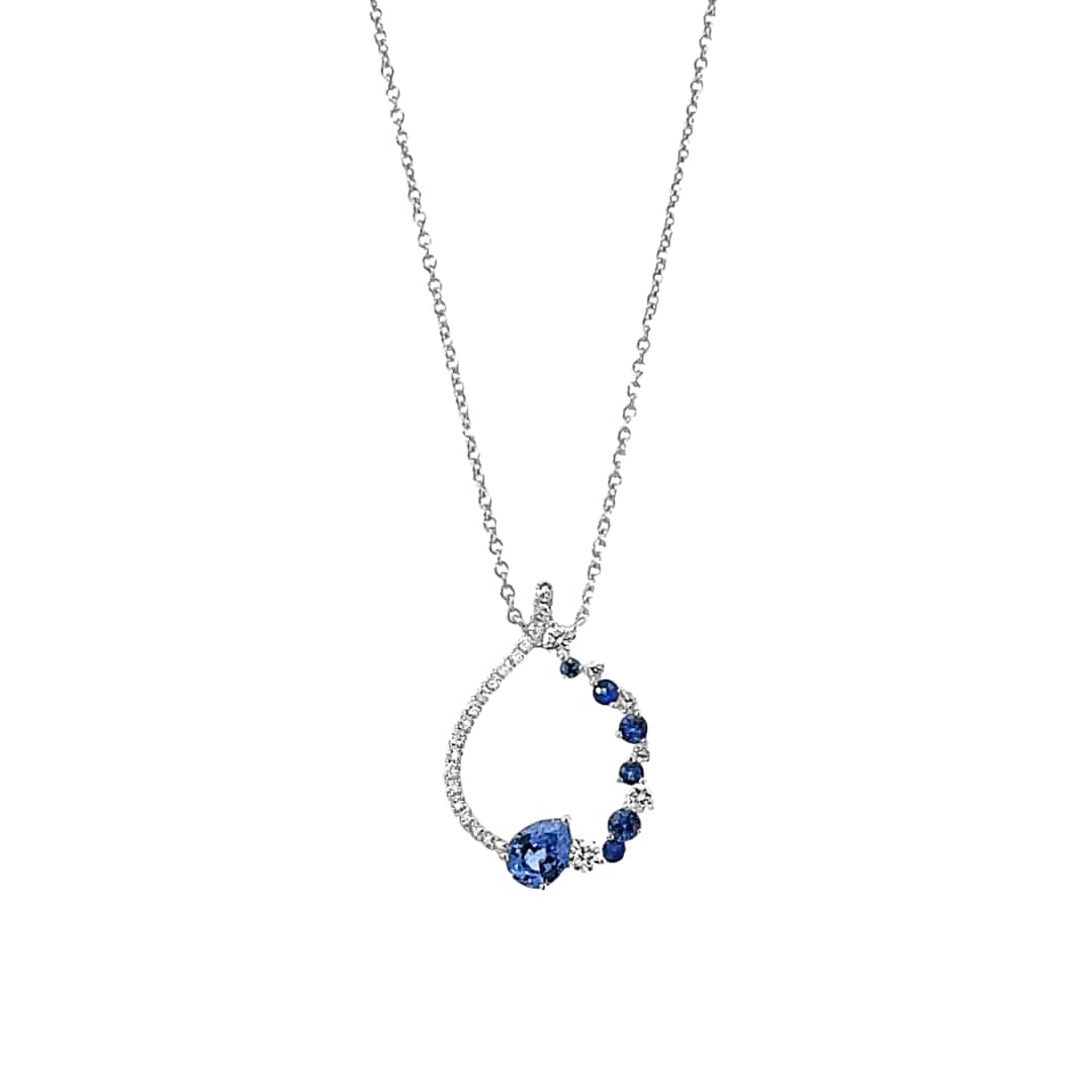 Sapphire and Diamond Teardrop Necklace