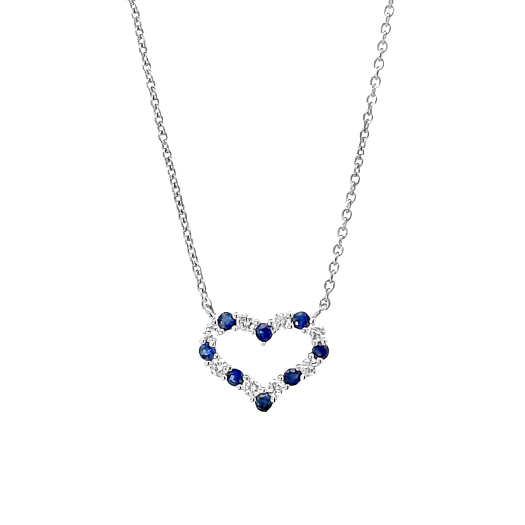 Sapphire and Diamond Heart Necklace