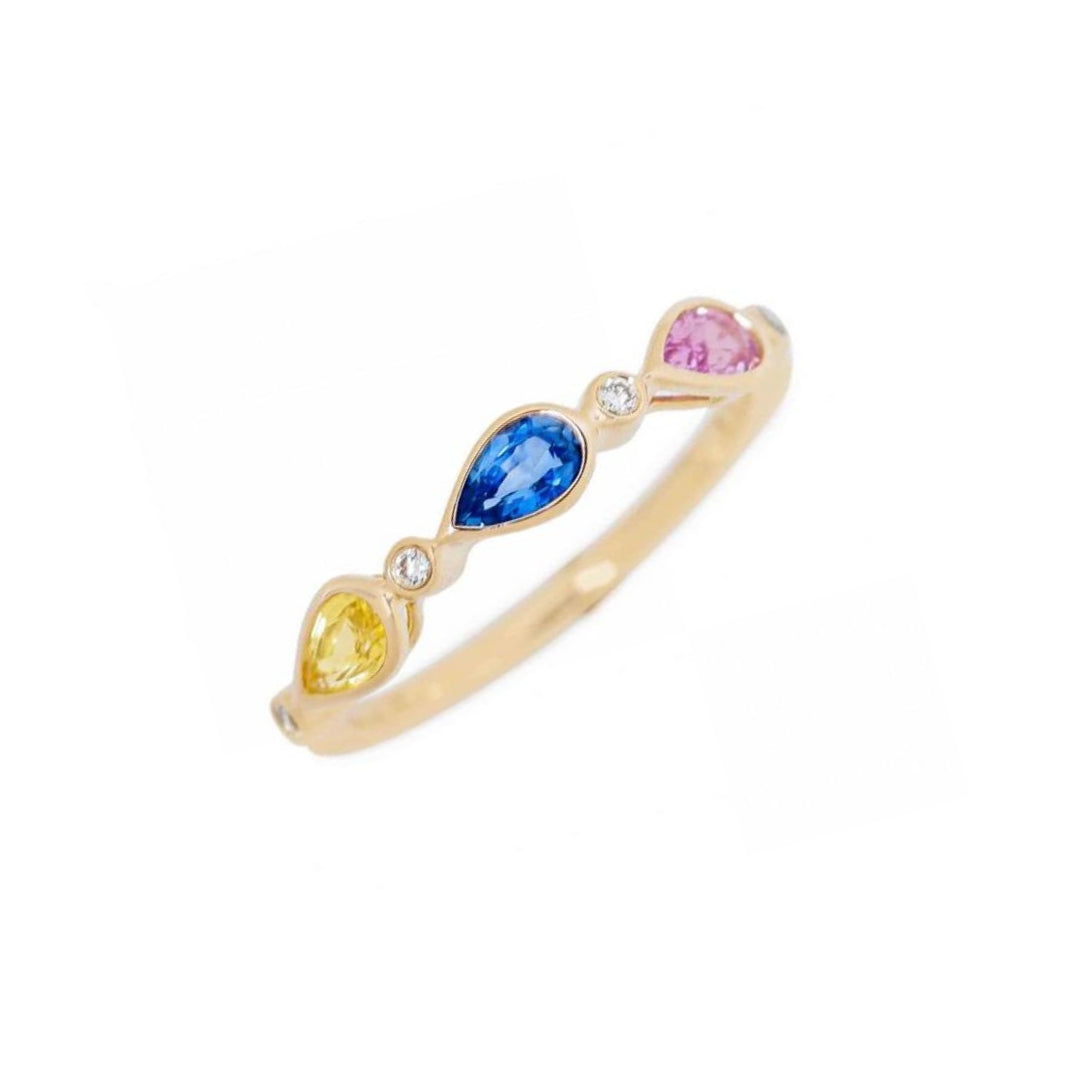 Fancy Sapphire and Diamond Bezel Ring