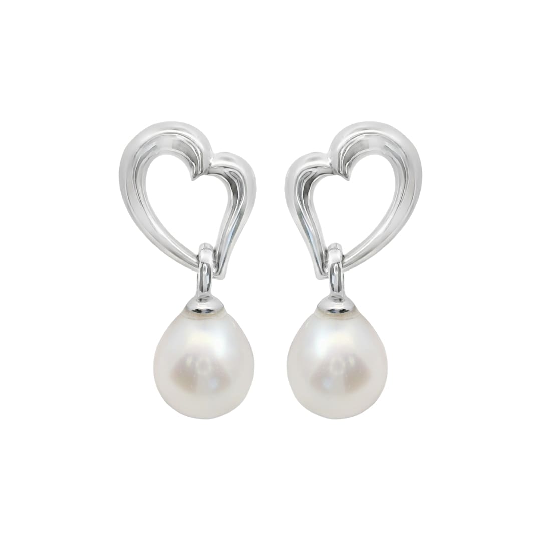 Pearl Heart Dangle Earrings