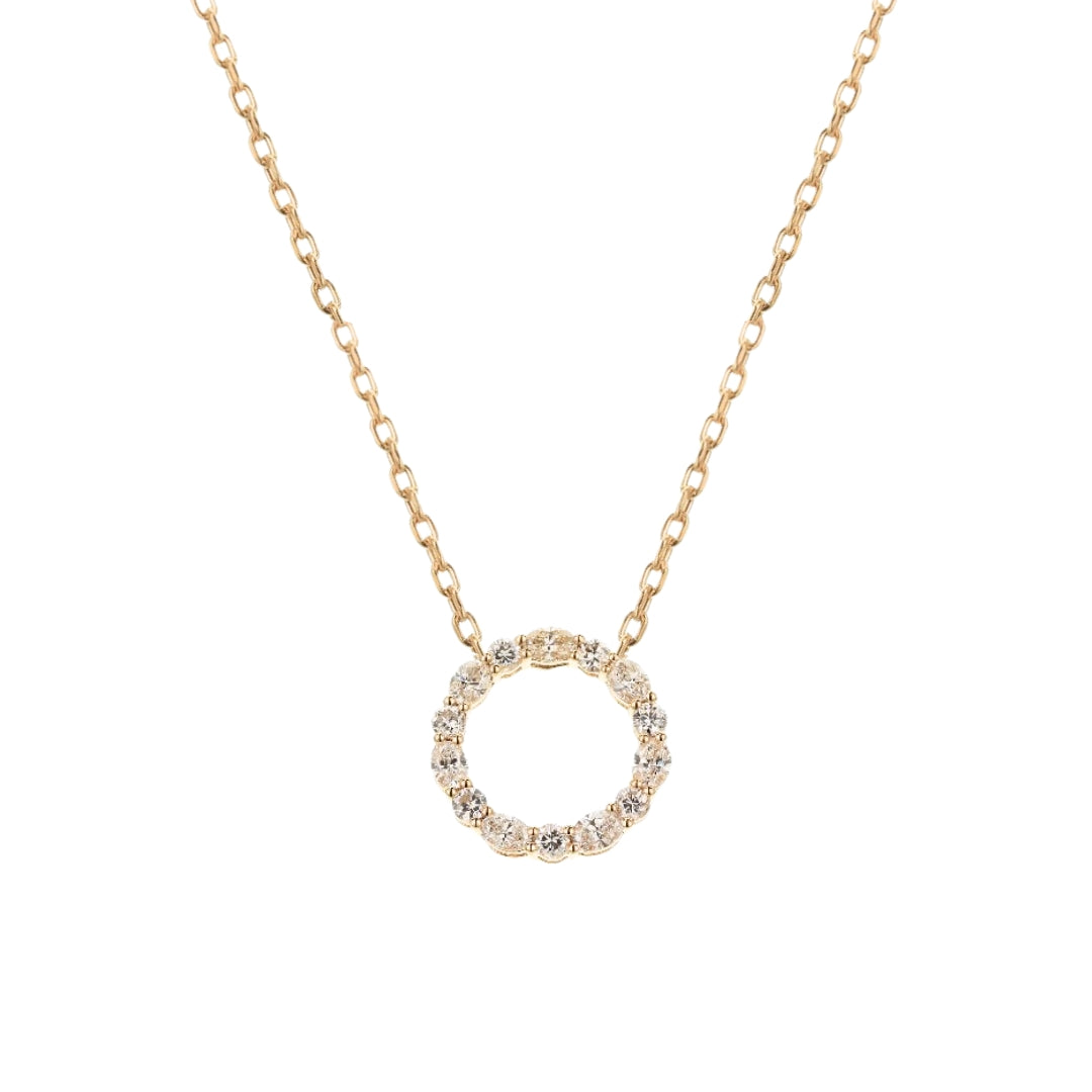 Oval and Round Diamond Circle Necklace